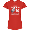 14 Year Wedding Anniversary 14th Rugby Womens Petite Cut T-Shirt Red