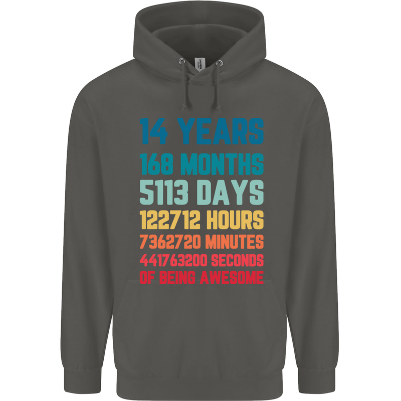 14th Birthday 14 Year Old Childrens Kids Hoodie Storm Grey
