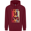 14th Birthday 14 Year Old Level Up Gamming Childrens Kids Hoodie Maroon