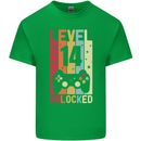 14th Birthday 14 Year Old Level Up Gamming Kids T-Shirt Childrens Irish Green