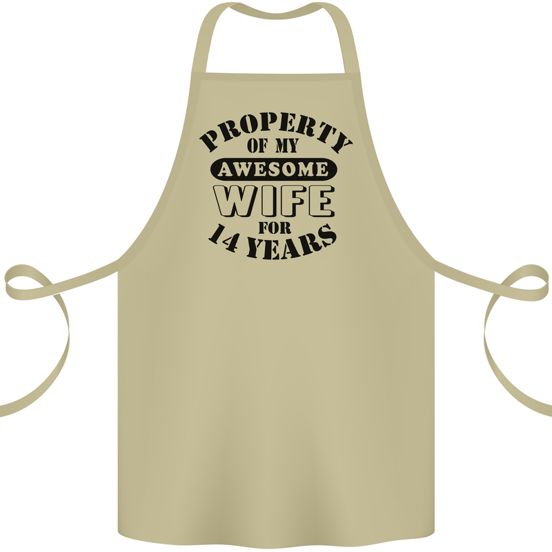 14th Wedding Anniversary 14 Year Funny Wife Cotton Apron 100% Organic Khaki