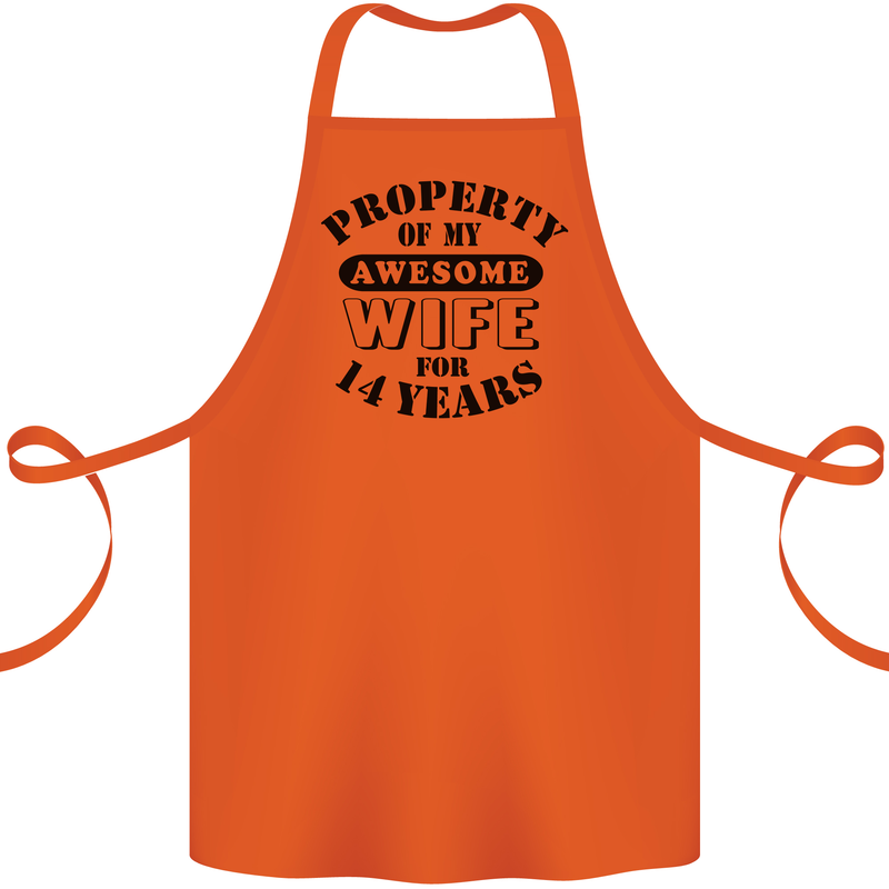 14th Wedding Anniversary 14 Year Funny Wife Cotton Apron 100% Organic Orange