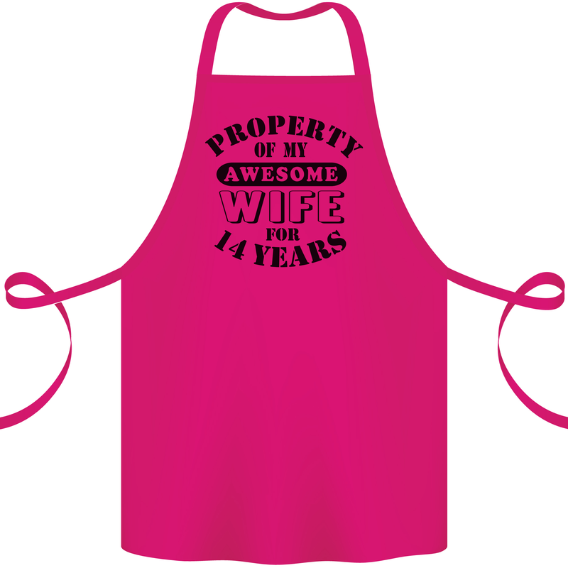 14th Wedding Anniversary 14 Year Funny Wife Cotton Apron 100% Organic Pink
