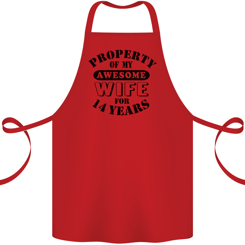 14th Wedding Anniversary 14 Year Funny Wife Cotton Apron 100% Organic Red