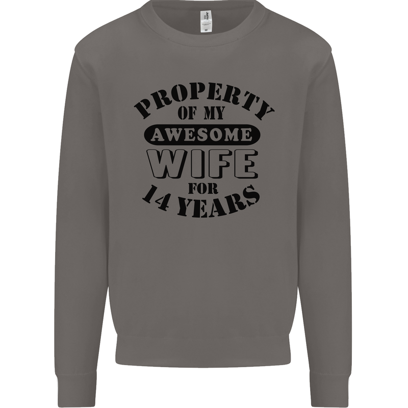 14th Wedding Anniversary 14 Year Funny Wife Mens Sweatshirt Jumper Charcoal