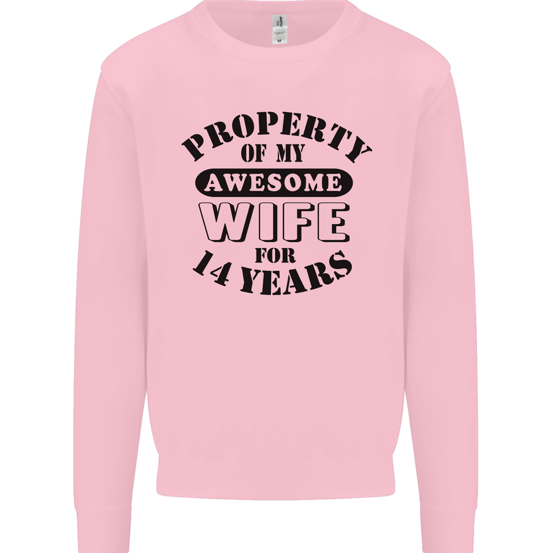 14th Wedding Anniversary 14 Year Funny Wife Mens Sweatshirt Jumper Light Pink