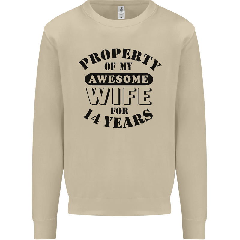 14th Wedding Anniversary 14 Year Funny Wife Mens Sweatshirt Jumper Sand