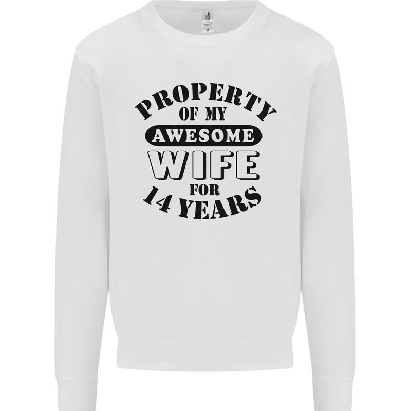14th Wedding Anniversary 14 Year Funny Wife Mens Sweatshirt Jumper White
