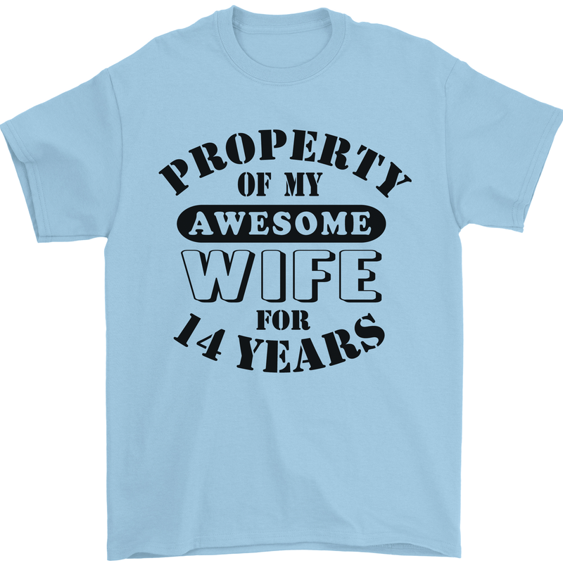 14th Wedding Anniversary 14 Year Funny Wife Mens T-Shirt 100% Cotton Light Blue