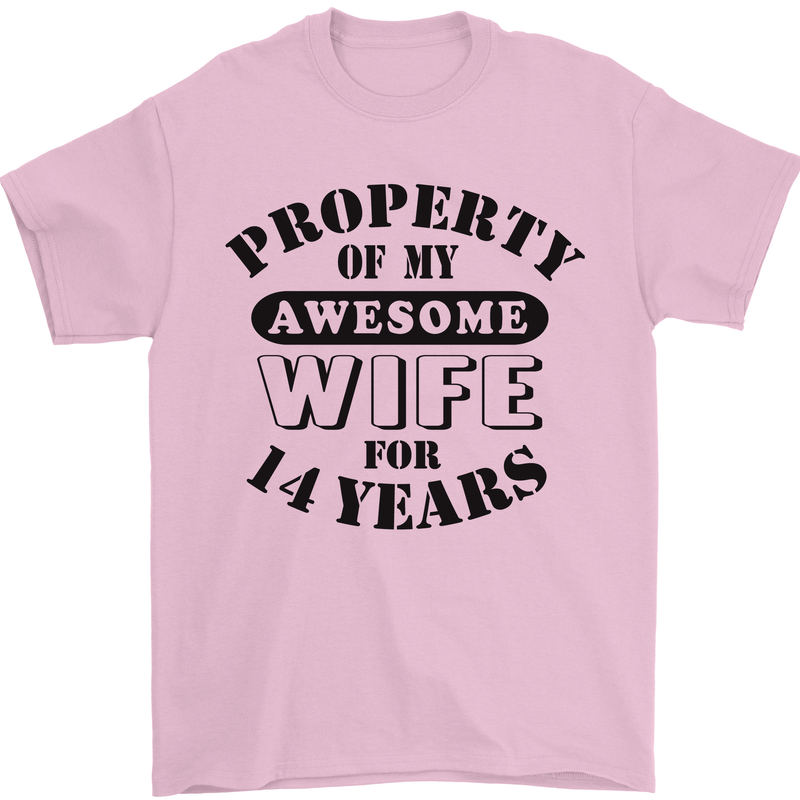 14th Wedding Anniversary 14 Year Funny Wife Mens T-Shirt 100% Cotton Light Pink