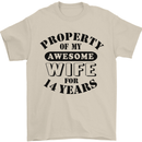 14th Wedding Anniversary 14 Year Funny Wife Mens T-Shirt 100% Cotton Sand