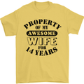 14th Wedding Anniversary 14 Year Funny Wife Mens T-Shirt 100% Cotton Yellow