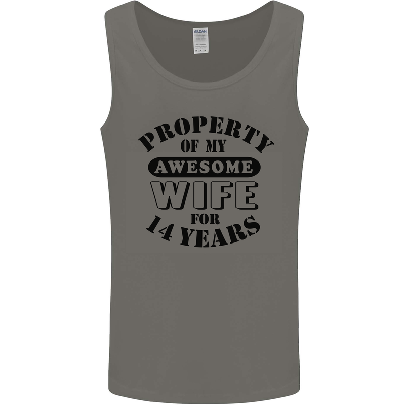 14th Wedding Anniversary 14 Year Funny Wife Mens Vest Tank Top Charcoal