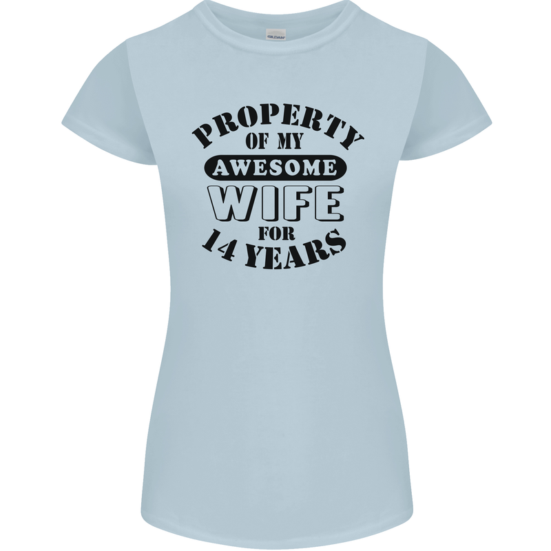 14th Wedding Anniversary 14 Year Funny Wife Womens Petite Cut T-Shirt Light Blue
