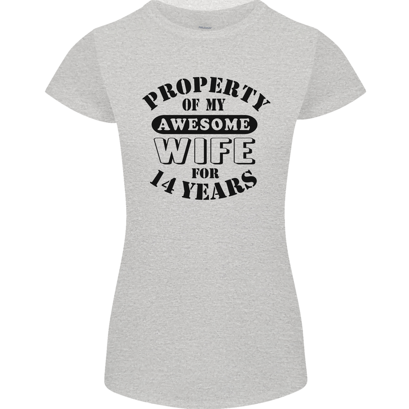 14th Wedding Anniversary 14 Year Funny Wife Womens Petite Cut T-Shirt Sports Grey