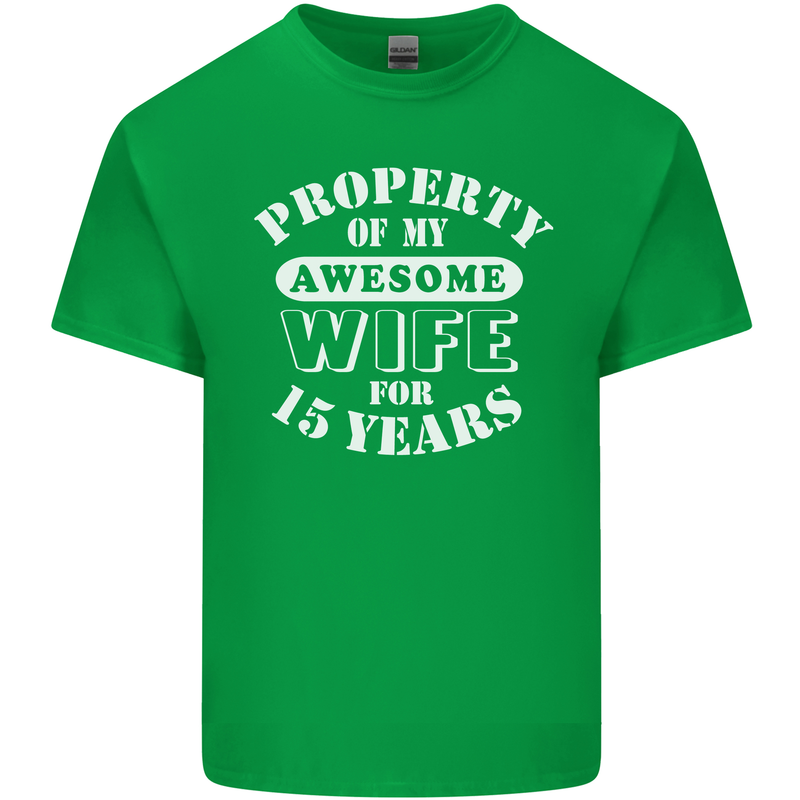 15 Year Wedding Anniversary 15th Funny Wife Mens Cotton T-Shirt Tee Top Irish Green