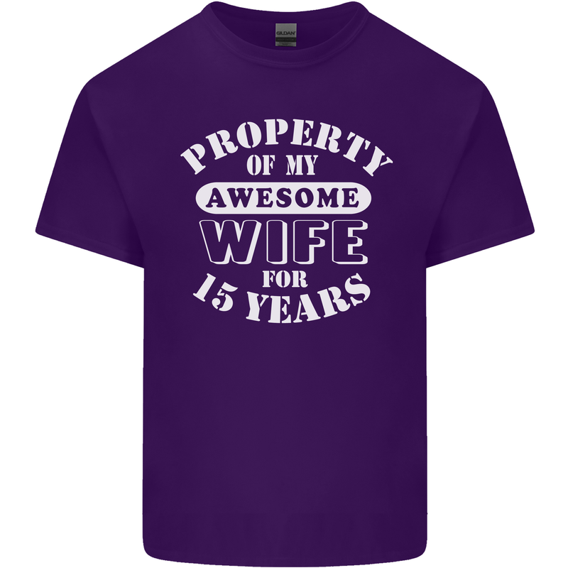 15 Year Wedding Anniversary 15th Funny Wife Mens Cotton T-Shirt Tee Top Purple