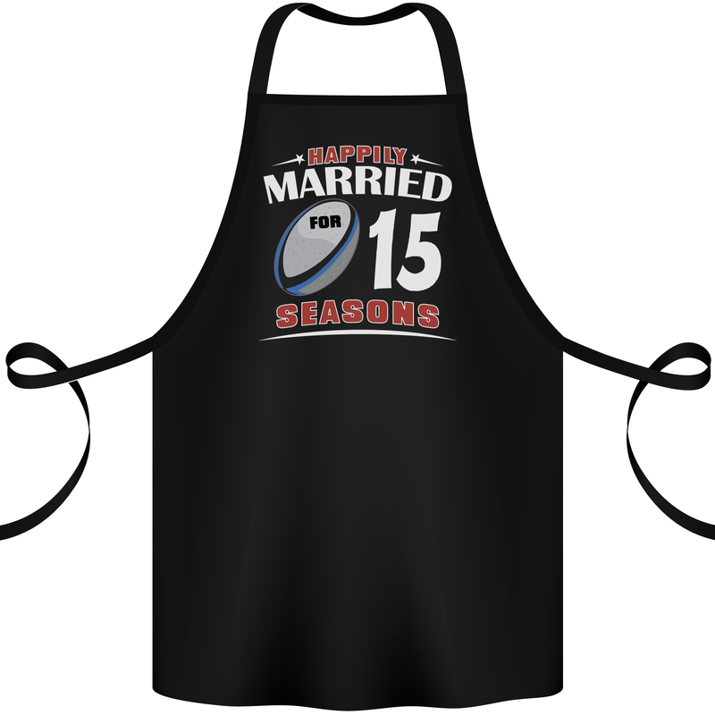 15 Year Wedding Anniversary 15th Rugby Cotton Apron 100% Organic Black