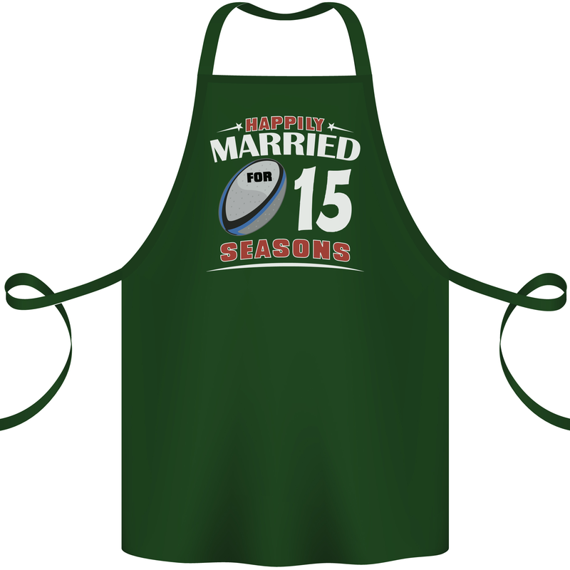 15 Year Wedding Anniversary 15th Rugby Cotton Apron 100% Organic Forest Green