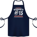 15 Year Wedding Anniversary 15th Rugby Cotton Apron 100% Organic Navy Blue