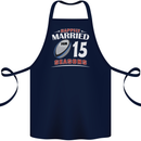 15 Year Wedding Anniversary 15th Rugby Cotton Apron 100% Organic Navy Blue