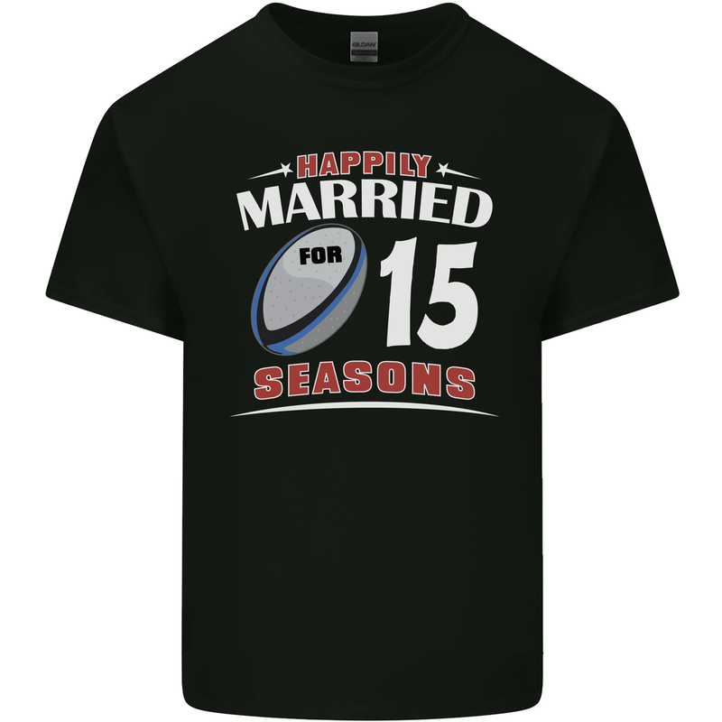 15 Year Wedding Anniversary 15th Rugby Mens Cotton T-Shirt Tee Top Black