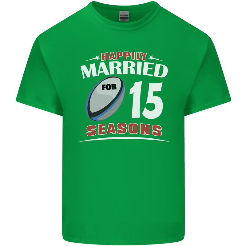 15 Year Wedding Anniversary 15th Rugby Mens Cotton T-Shirt Tee Top Irish Green