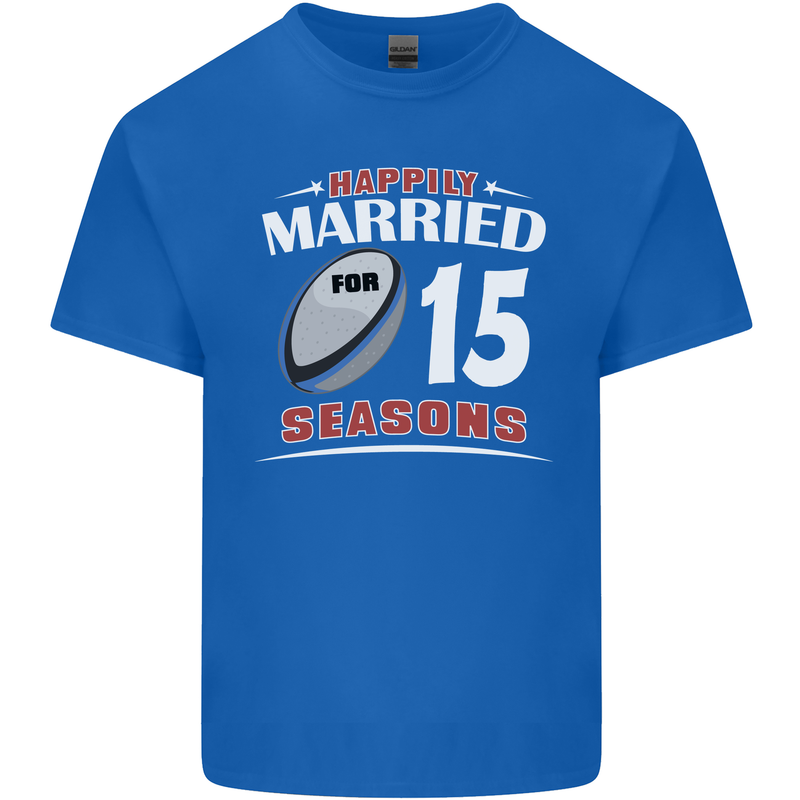 15 Year Wedding Anniversary 15th Rugby Mens Cotton T-Shirt Tee Top Royal Blue