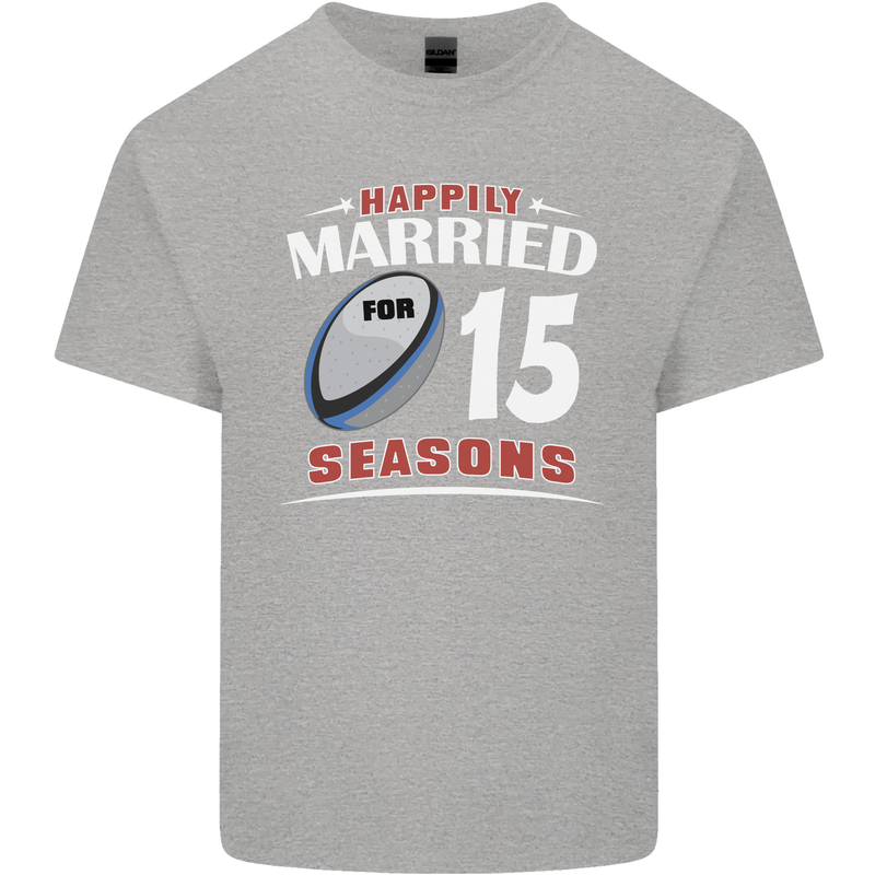 15 Year Wedding Anniversary 15th Rugby Mens Cotton T-Shirt Tee Top Sports Grey