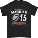 15 Year Wedding Anniversary 15th Rugby Mens T-Shirt 100% Cotton Black