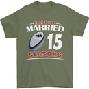15 Year Wedding Anniversary 15th Rugby Mens T-Shirt 100% Cotton Military Green