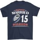 15 Year Wedding Anniversary 15th Rugby Mens T-Shirt 100% Cotton Navy Blue