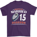 15 Year Wedding Anniversary 15th Rugby Mens T-Shirt 100% Cotton Purple