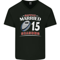15 Year Wedding Anniversary 15th Rugby Mens V-Neck Cotton T-Shirt Black