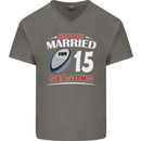15 Year Wedding Anniversary 15th Rugby Mens V-Neck Cotton T-Shirt Charcoal
