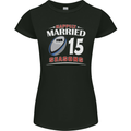 15 Year Wedding Anniversary 15th Rugby Womens Petite Cut T-Shirt Black