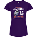 15 Year Wedding Anniversary 15th Rugby Womens Petite Cut T-Shirt Purple