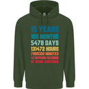 15th Birthday 15 Year Old Childrens Kids Hoodie Forest Green