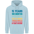 15th Birthday 15 Year Old Childrens Kids Hoodie Light Blue