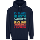 15th Birthday 15 Year Old Childrens Kids Hoodie Navy Blue