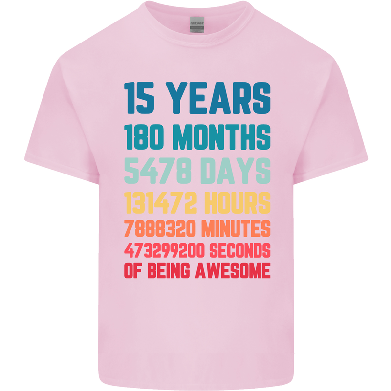 15th Birthday 15 Year Old Kids T-Shirt Childrens Light Pink