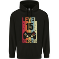 15th Birthday 15 Year Old Level Up Gamming Childrens Kids Hoodie Black