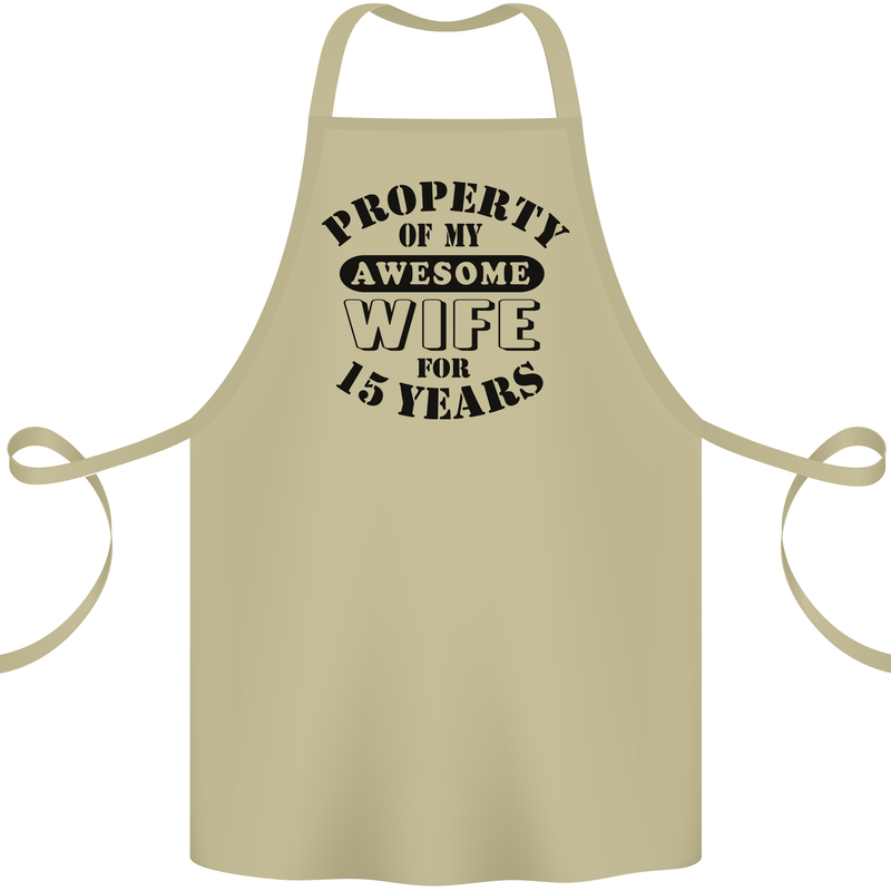 15th Wedding Anniversary 15 Year Funny Wife Cotton Apron 100% Organic Khaki