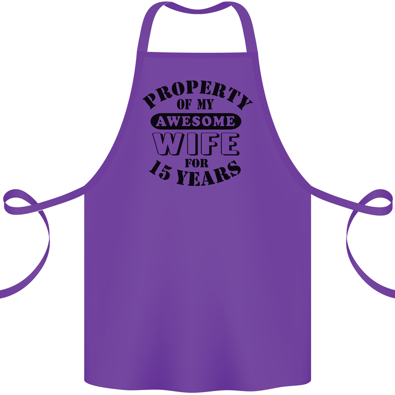 15th Wedding Anniversary 15 Year Funny Wife Cotton Apron 100% Organic Purple