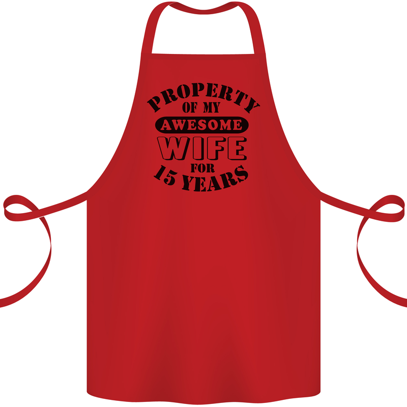 15th Wedding Anniversary 15 Year Funny Wife Cotton Apron 100% Organic Red