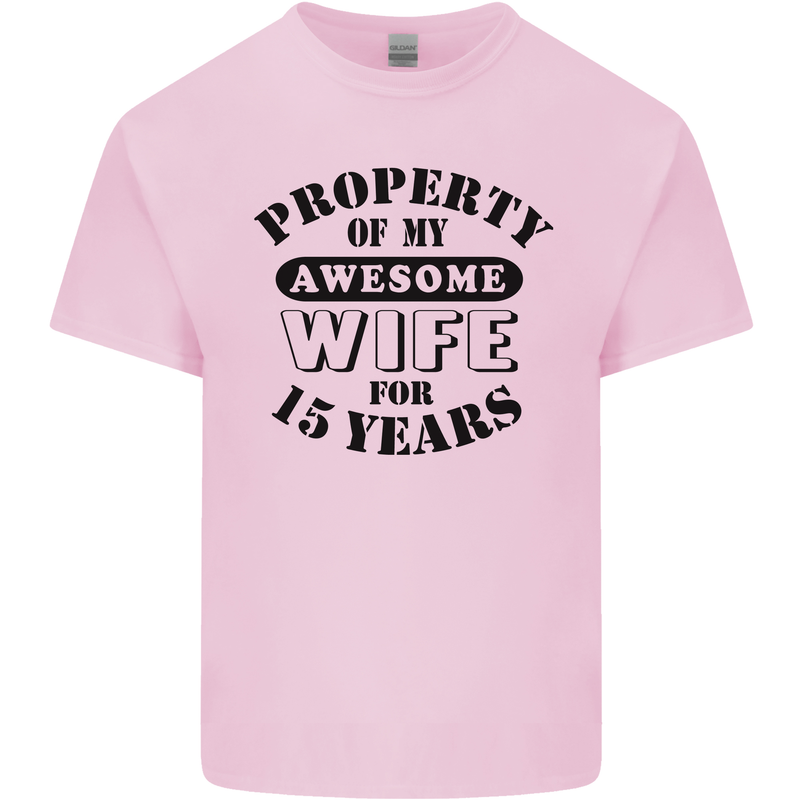 15th Wedding Anniversary 15 Year Funny Wife Mens Cotton T-Shirt Tee Top Light Pink