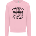 15th Wedding Anniversary 15 Year Funny Wife Mens Sweatshirt Jumper Light Pink