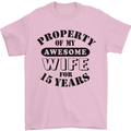 15th Wedding Anniversary 15 Year Funny Wife Mens T-Shirt 100% Cotton Light Pink