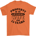 15th Wedding Anniversary 15 Year Funny Wife Mens T-Shirt 100% Cotton Orange