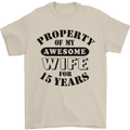 15th Wedding Anniversary 15 Year Funny Wife Mens T-Shirt 100% Cotton Sand